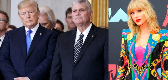 President Donald Trump with preacher Franklin Graham, who has hit out at Taylor Swift