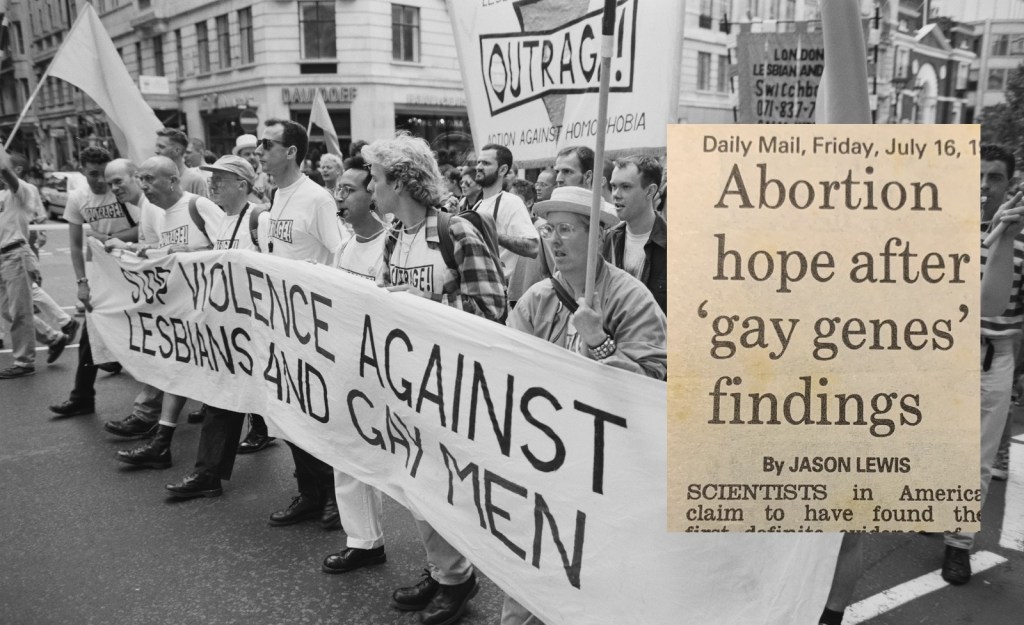 Members of LGBT rights group OutRage at the Lesbian and Gay Pride event, London in 1993