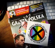 The conservative Polish Gazeta Polska magazine is including 'LGBT-free zone' stickers inside its weekly edition amid rising tensions between LGBT activists and a conservative Christian movement supported by the country's right-wing ruling party.