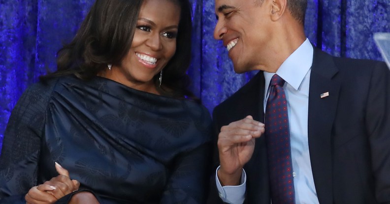 Barack and Michelle Obama smiling