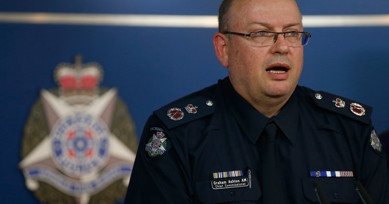 Graham Ashton in full police uniform at a press conference