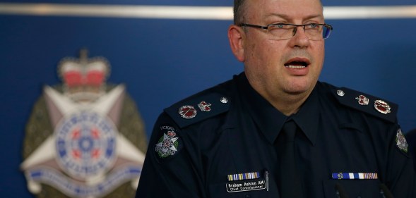 Graham Ashton in full police uniform at a press conference