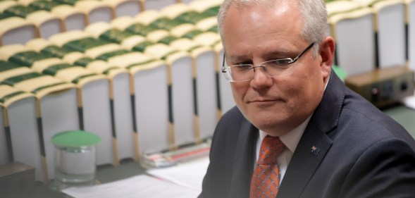 Prime Minister Scott Morrison during question time in the House of Representatives at Parliament House on July 4, 2019 in Canberra, Australia.