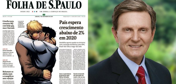 Folha de São Paulo published the kiss from an Avengers comic in a rebuke of Rio de Janeiro mayor Marcelo Crivella