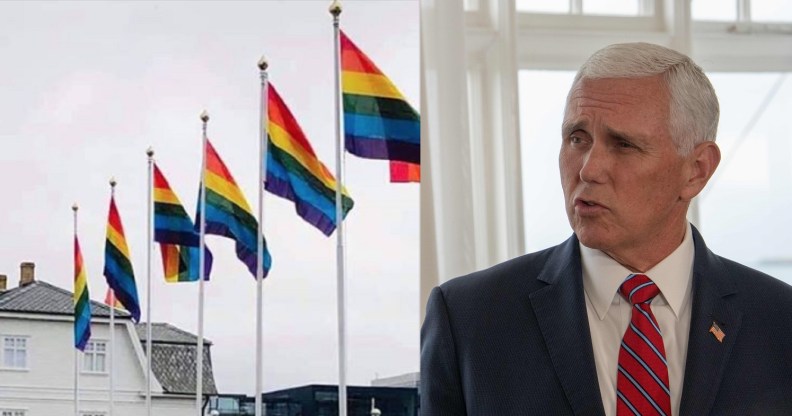 Mike Pence was greeted by rainbow flags on his trip to Iceland