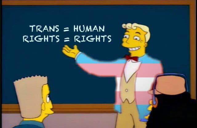 Well, there's nothing on earth like genuine, bona fide, electrified, six-car trans rights. (Ireland Simpsons Fans/20th Century Fox Television)