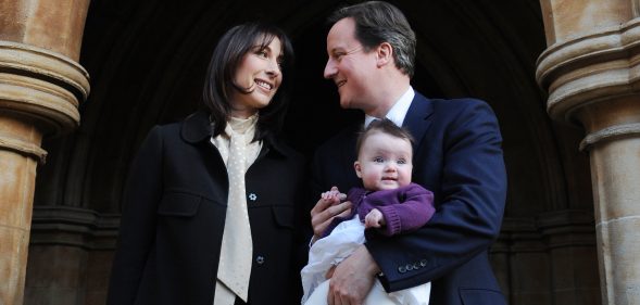 Former UK Prime Minister David Cameron and his wife Samantha Cameron with their daughter Florence.