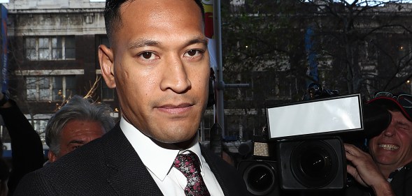 Israel Folau arrives ahead of his conciliation meeting with Rugby Australia at Fair Work Commission on June 28, 2019 in Sydney, Australia.