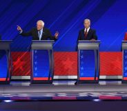 Mayor of South Bend, Indiana, Pete Buttigieg, Vermont Senator Bernie Sanders, former Vice President Joe Biden and Massachusetts Senator Elizabeth Warren during the third Democratic primary debate