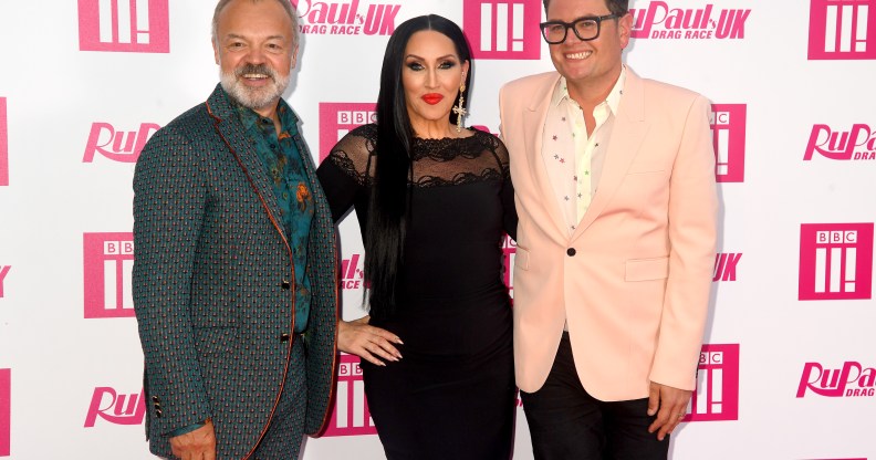 Graham Norton, Michelle Visage and Alan Carr attend the RuPaul's Drag Race UK premiere at on September 17, 2019 in London, England.