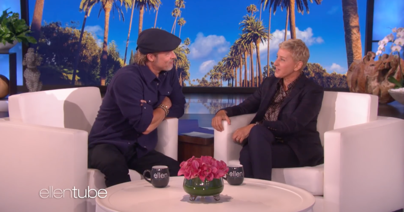 Ellen DeGeneres and Brad Pitt