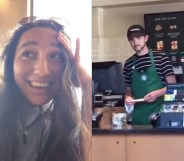 A reddit user (L) asked out her café crush and got, well, crushed when he came out as gay to her in the best way. (Reddit)