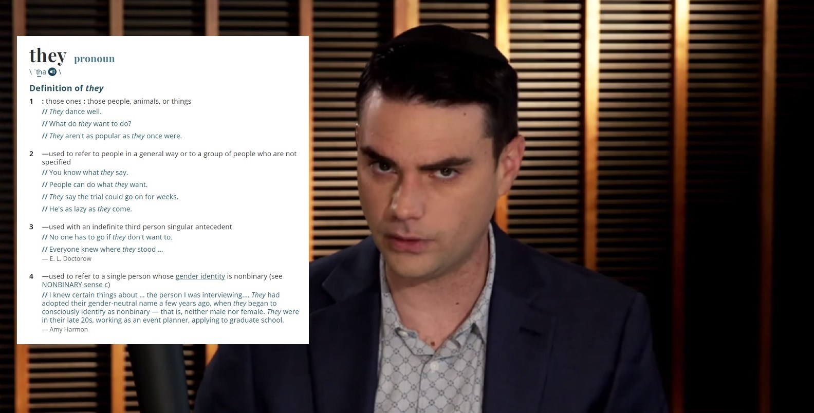 Ben Shapiro just got publicly owned by the Merriamster dictionary
