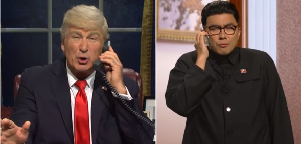 Bowen Yang as Kim Jong-un (R) on SNL