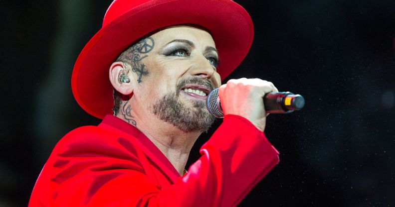 Boy George performs on stage