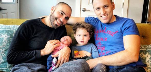 Roee and Adiel Kiviti with baby Kessem and her brother Lev Trump administration gay couple