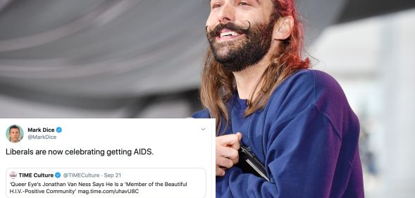 A Conservative conspiracy theorist tried to come for Jonathan Van Ness, and people returned the favour. (Getty/Jeff Kravitz/FilmMagic for Clusterfest)