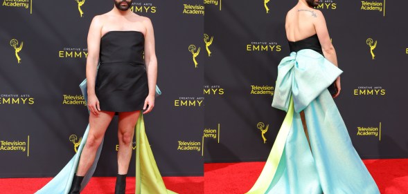 Jonathan Van Ness wore a dazzling dress by Christian Siriano to the 2019 Creative Arts Emmys. (Getty)
