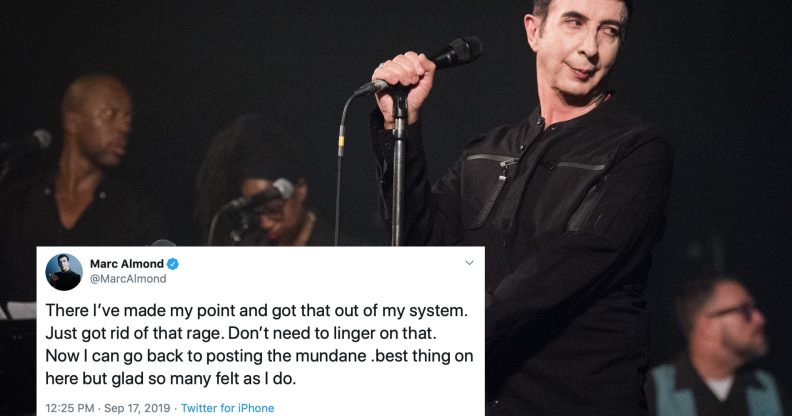 Marc Almond tweeted a series of since deleted anti-trans messages. (David Wolff/Patrick/Redferns via Getty/Twitter)