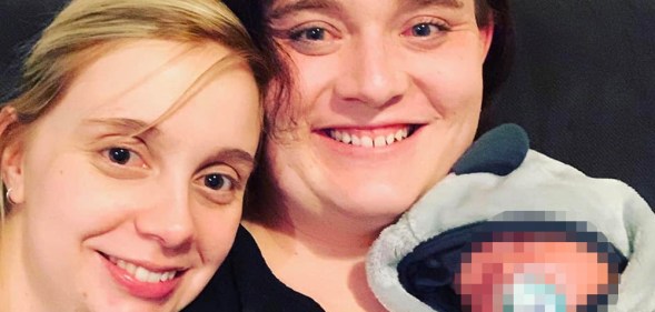 Rebecca and Isabelle Sutherland with their child.