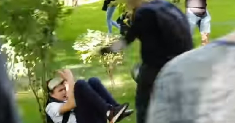 A teen was attacked during the Pride march in Kharkiv, northeastern Ukraine, September 15, 2019.
