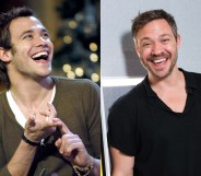Singer Will Young in 2003 (L) and in 2019. V-necks are timeless, apparently. (Brian Rasic via Getty Images/Jeff Spicer via Getty Images)