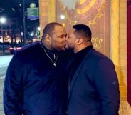 Tyler Hightower and his boyfriend Ahdeem Tinsley shared a kiss on their first anniversary, and it has Twitter users' hearts melting. (Twitter)