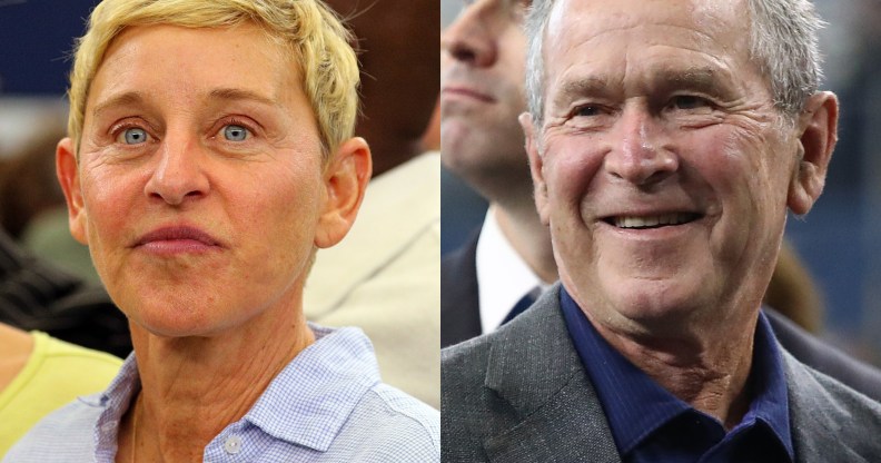 Ellen DeGeneres and George Bush