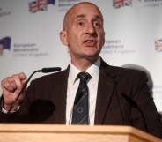 Lord Andrew Adonis speaks at a European Movement event on May 29, 2019 in London, England.