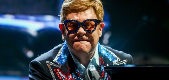 Elton John performs during his Farewell Yellow Brick Road tour at the Wizink Center on June 26, 2019 in Madrid, Spain. (Ricardo Rubio/Europa Press via Getty Images)
