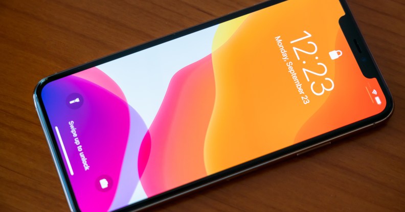 An iPhone 11 Pro Max smartphone.