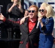 Elton John and Lady Gaga perform live on the Sunset Strip, on February 27, 2016
