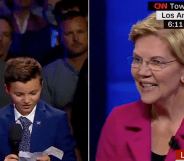 Elizabeth Warren responded to a nine-year-old trans boy's question at the CNN Equality Town Hall meeting. (Screen capture via CNN)