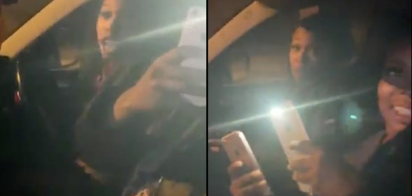 A pair of women hurled horrific homophobic insults at a gay couple simply because they were kissing. (Screen captures via Twitter)