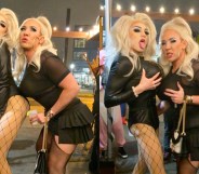 A gay couple dressed as the C*ck Destroyers for Halloween.