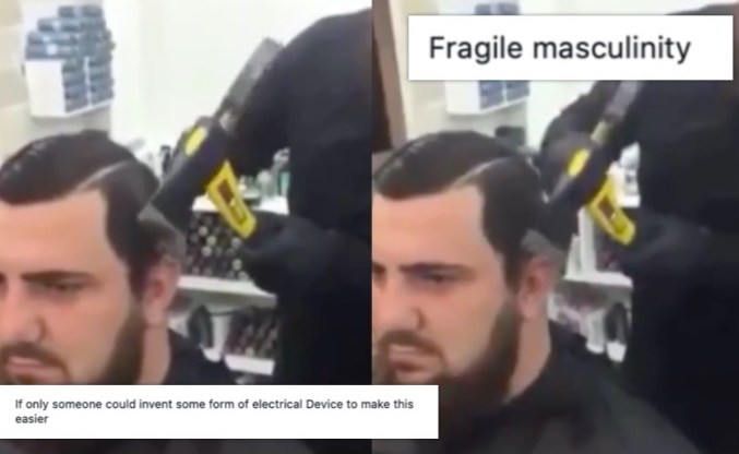 Toxic masculinity makes men do some... strange things. (Screen captures via Twitter)