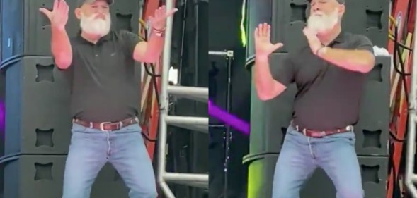 David Cowan, a deaf interpreter, activist and community leader, dancing his heart out at Atlanta Pride. (Screen capture via Twitter)