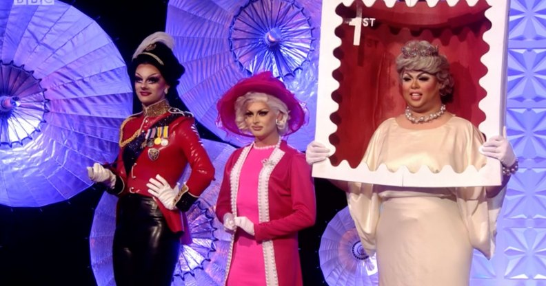 Drag Race UK queens dressed as the queen