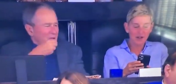Ellen DeGeneres watched the Dallas Cowboys with George W Bush