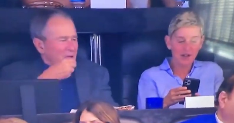 Ellen DeGeneres watched the Dallas Cowboys with George W Bush