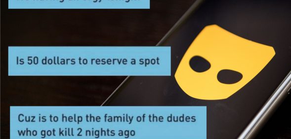 A guy on Grindr was asked to be a part of what Twitter users have dubbed a "charity orgy", and users are losing their collective minds. (Leon Neal/Getty Images/Twitter)