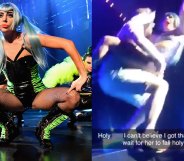 Lady Gaga falling off stage in Vegas