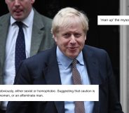 Boris Johnson is under fire for telling Jeremy Corbyn to "man up" in a recent interview. (Chris J Ratcliffe/Getty Images)