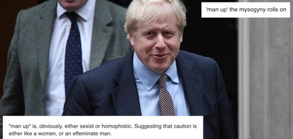 Boris Johnson is under fire for telling Jeremy Corbyn to "man up" in a recent interview. (Chris J Ratcliffe/Getty Images)