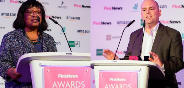 Diane Abbott and Andrew Moffat spoke out at the PinkNews Awards
