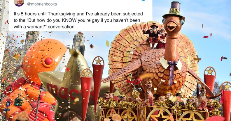 A giant Turkey float in the Thanksgiving parade