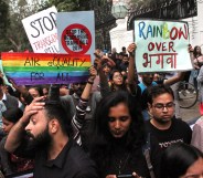Member and supporters of the LGBT+ community take part in annual pride parade in New Delhi, India. (Mayank Makhija/NurPhoto via Getty Images)
