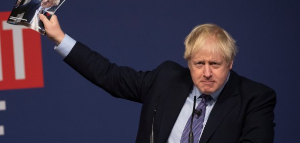 Conservative Party leader Boris Johnson delivers a speech at the launch of his party's manifesto. (Dan Kitwood/Getty Images)