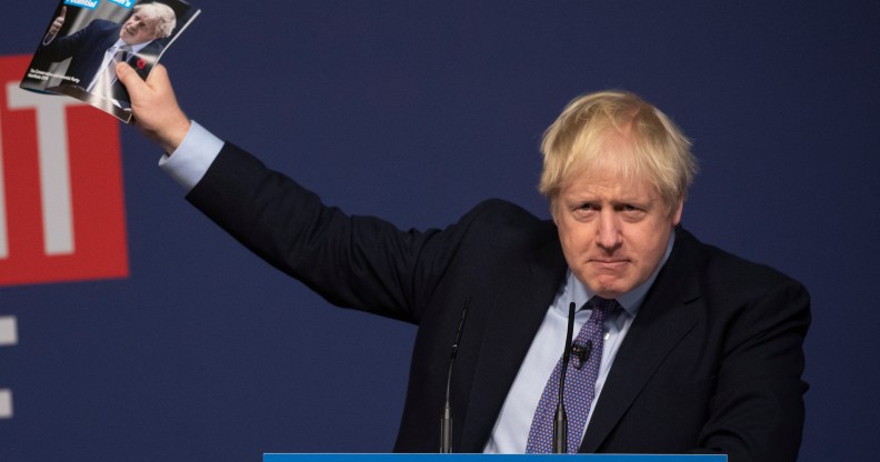 Conservative Party leader Boris Johnson delivers a speech at the launch of his party's manifesto. (Dan Kitwood/Getty Images)