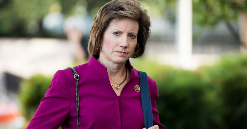 Rep. Vicky Hartzler, R-Mo., arrives for a House Republican Conference meeting